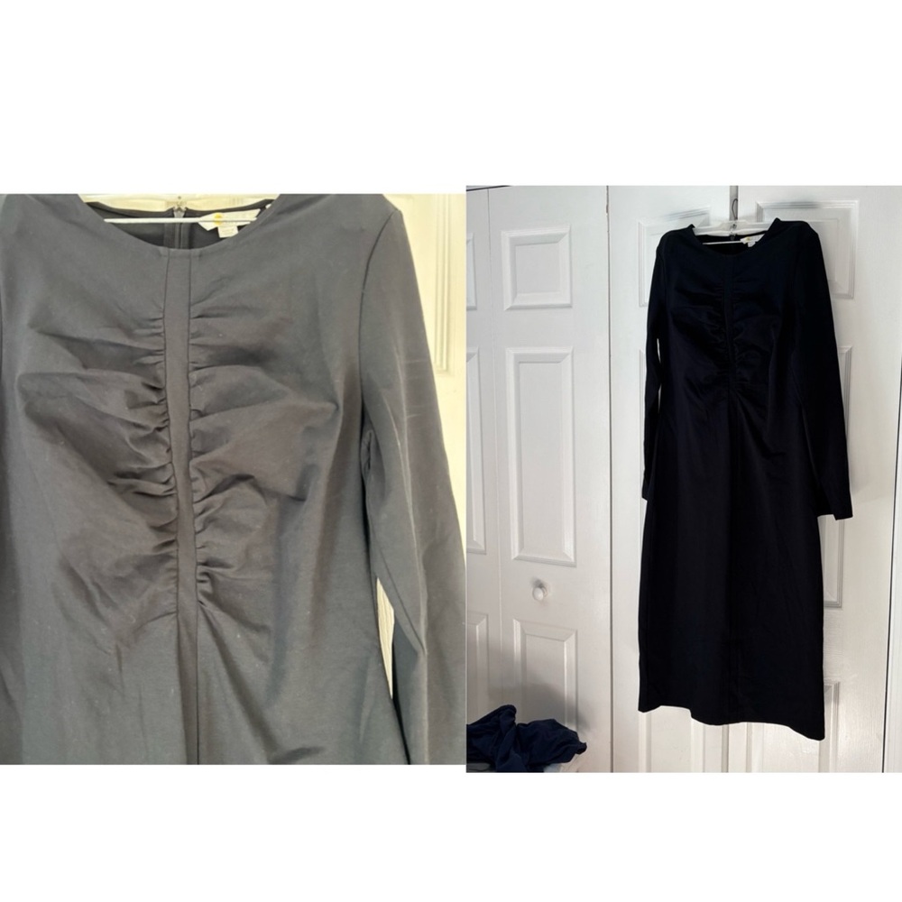 Boden black  Long Sleeve Ruched Dress